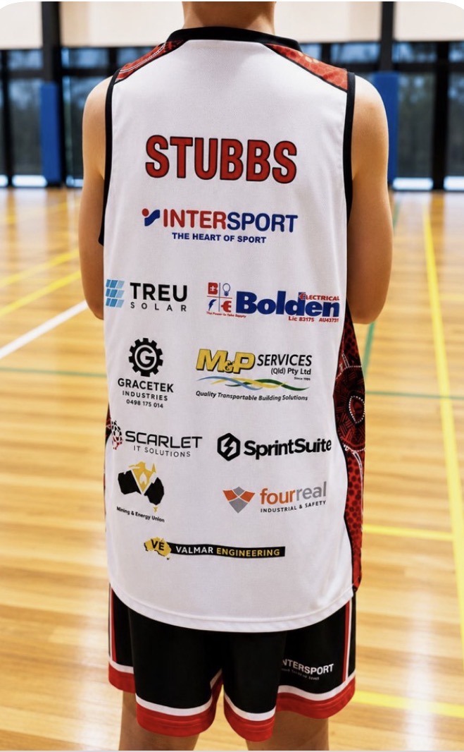 Mackay basketball jersey featuring the SprintSuite sponsor logo