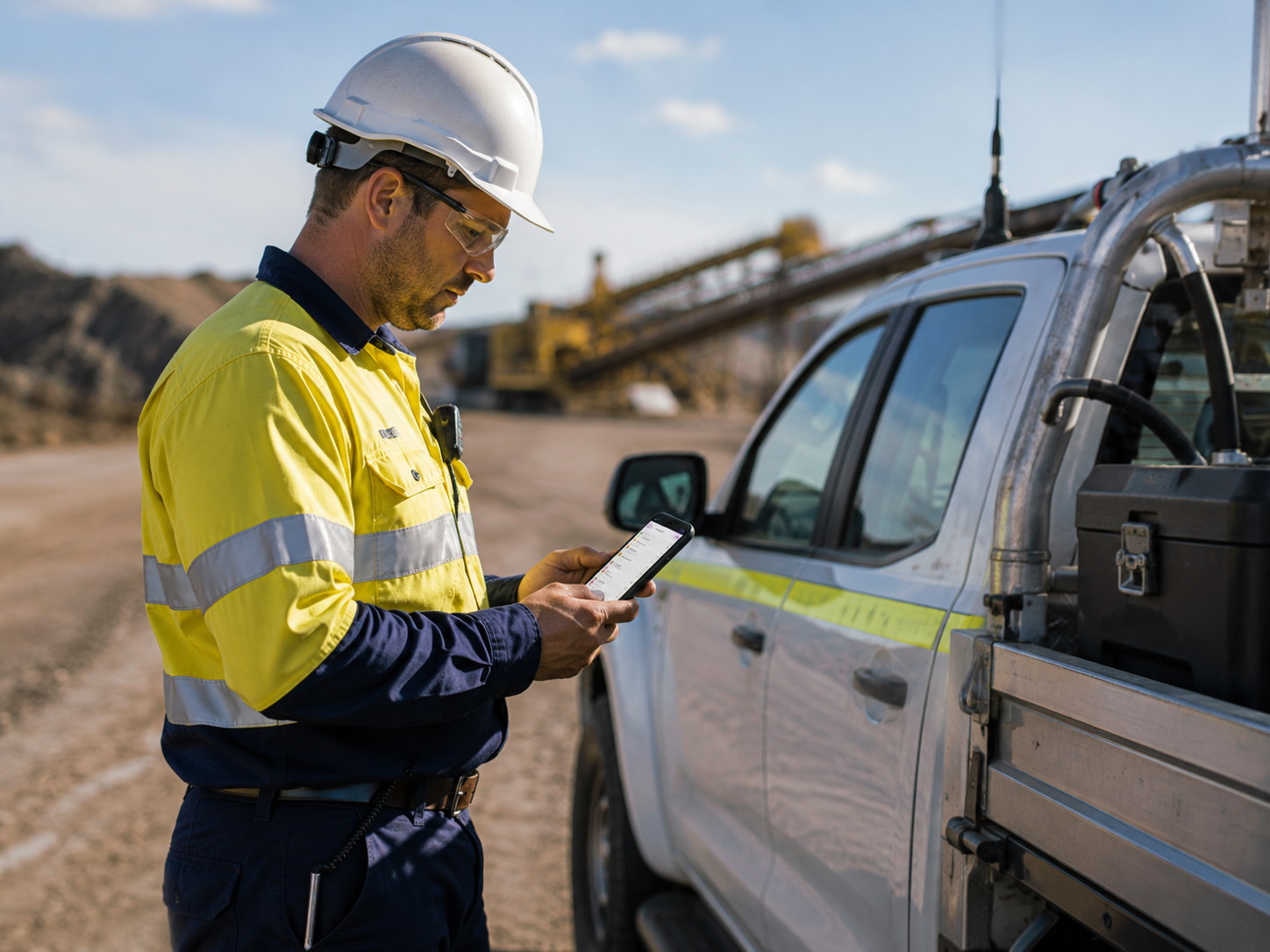 SprintSuite staff app on a mobile phone used by a field worker on site