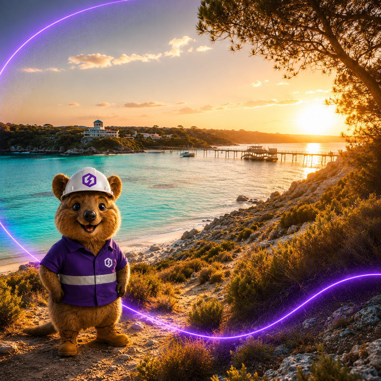 SprintSuite quokka mascot on Rottnest Island