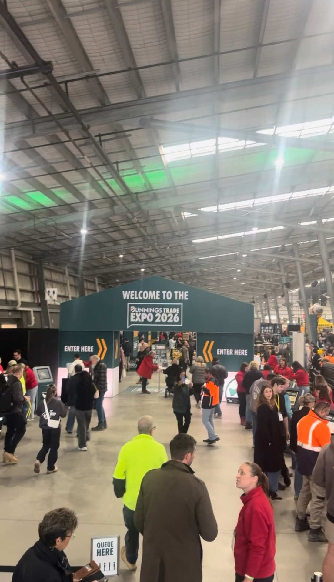 Crowd entering the Bunnings Trade Expo 2026 in Melbourne under the Welcome arch