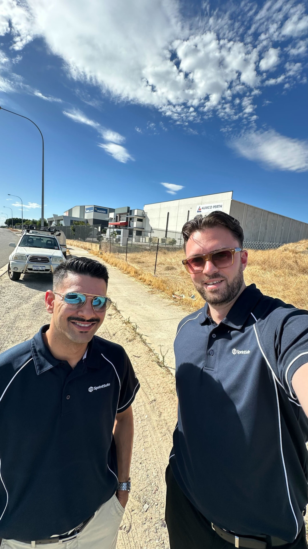 SprintSuite team members visiting a customer workshop site in Perth