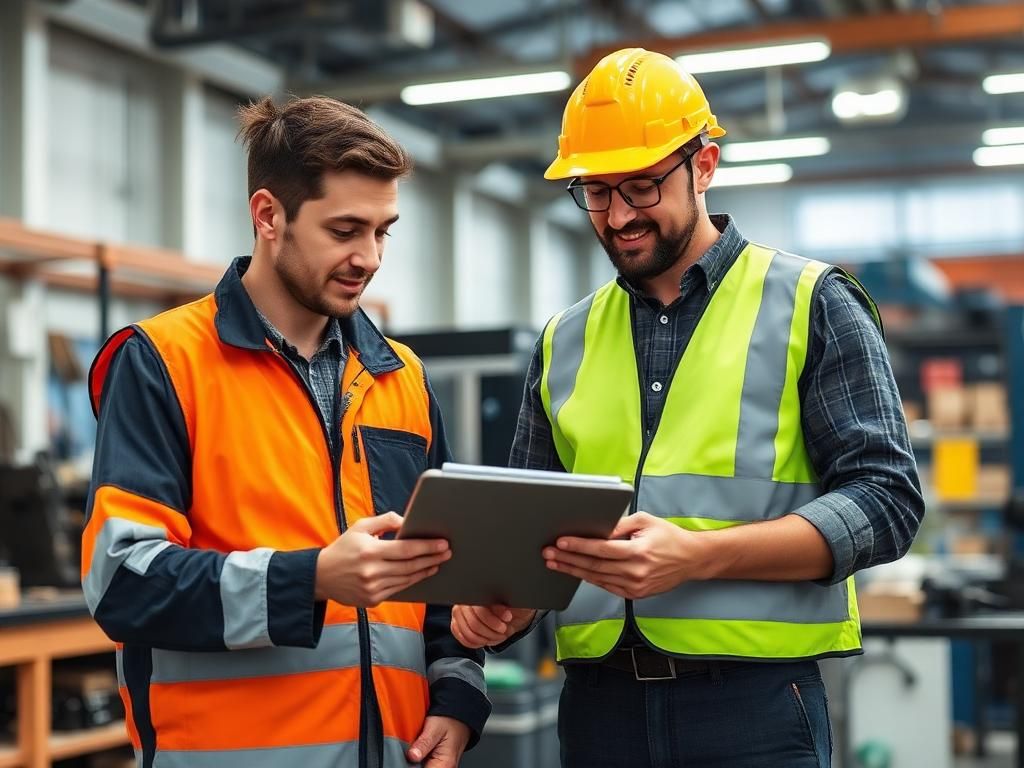 Employer mentor supporting apprentice with training