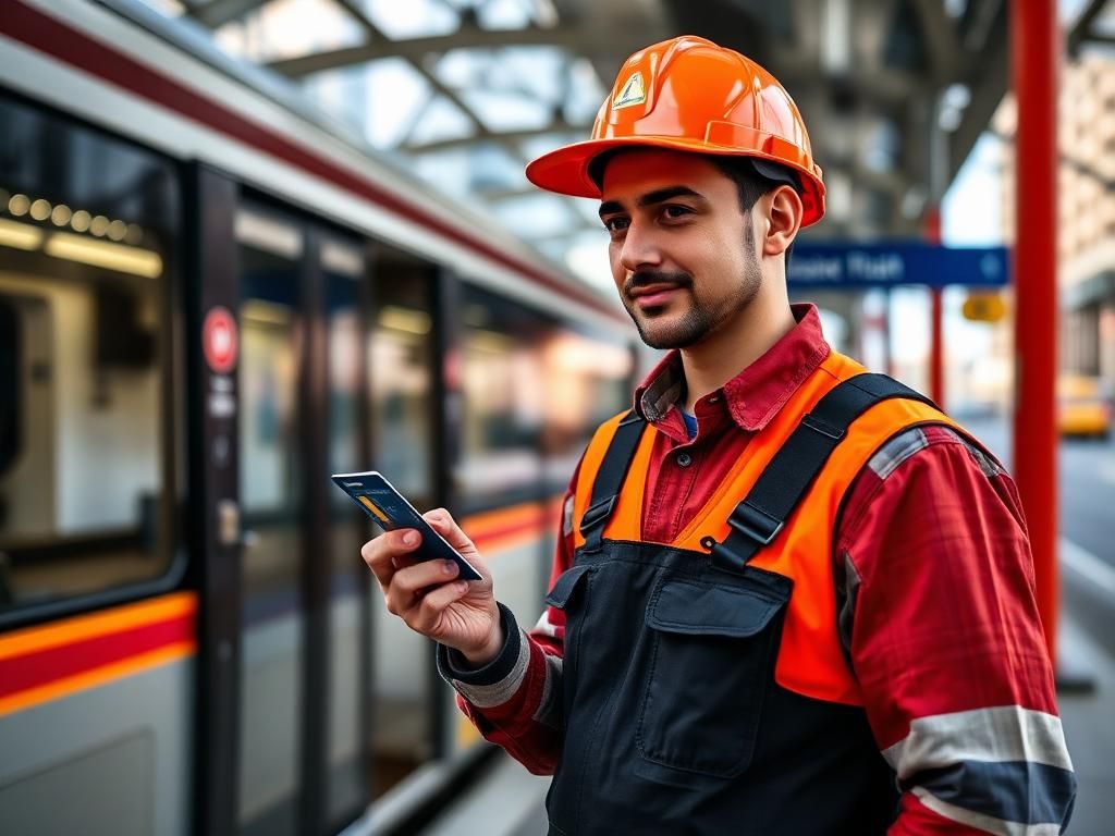 Apprentice using transport concession card at train station
