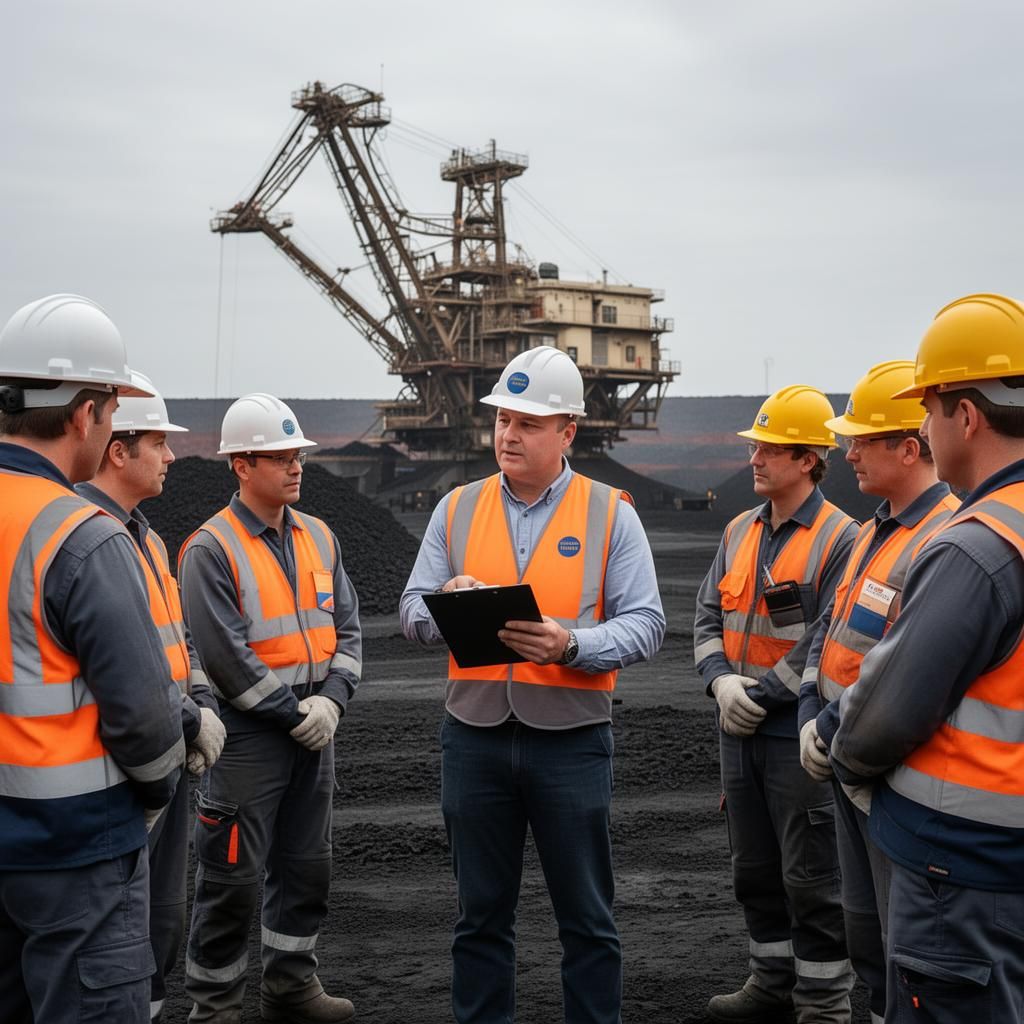 Mining contractors in safety meeting before BMA shutdown