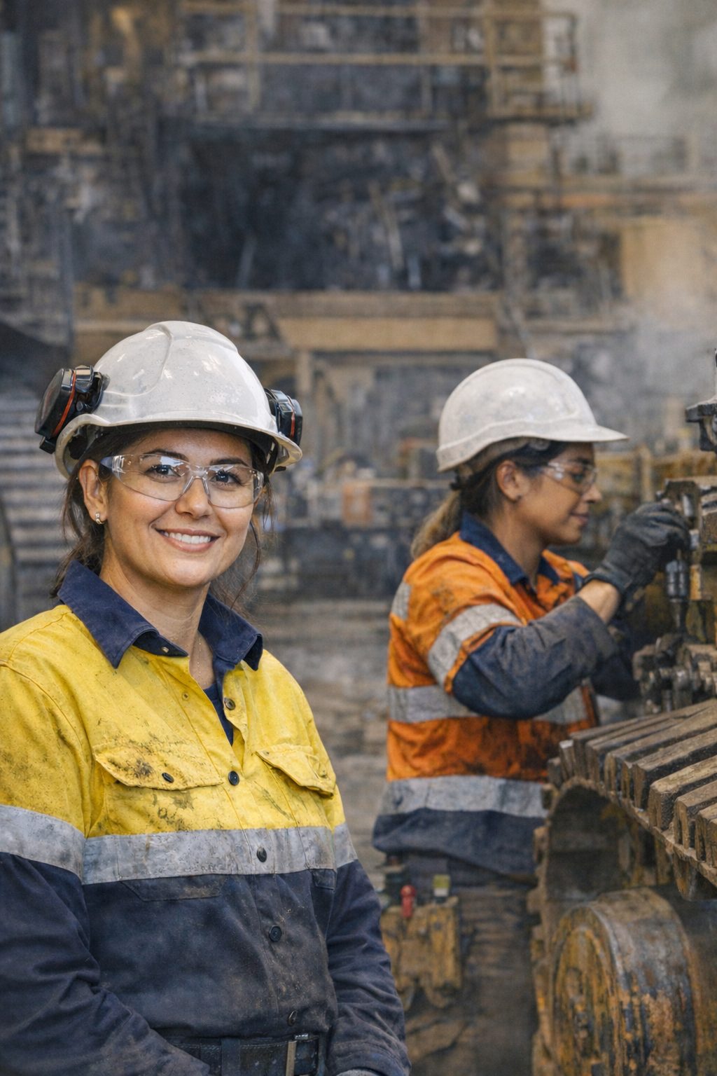 Diverse mining workers having a respectful conversation during a toolbox talk
