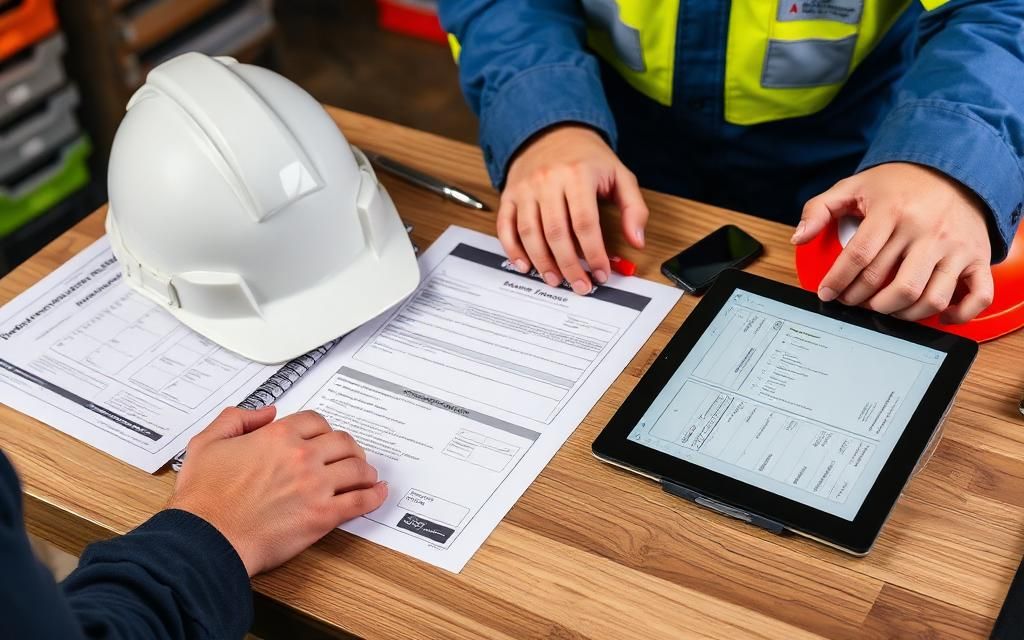 Safety compliance documentation and certifications being reviewed