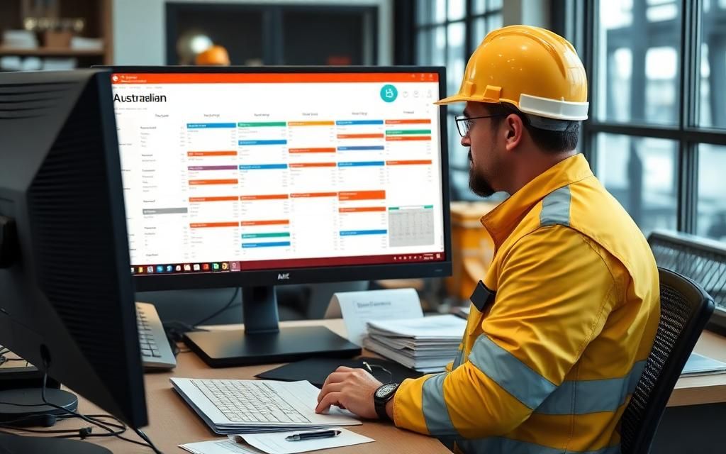 Mining contractor reviewing job schedules and project plans