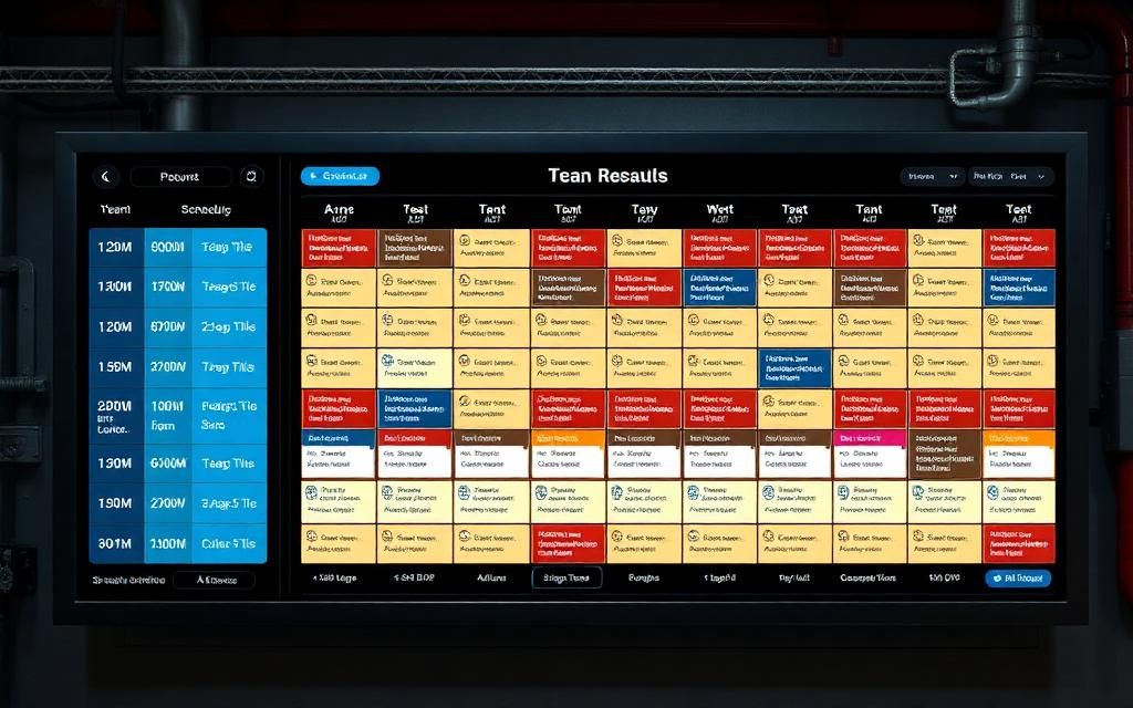 Crew scheduling board with team assignments