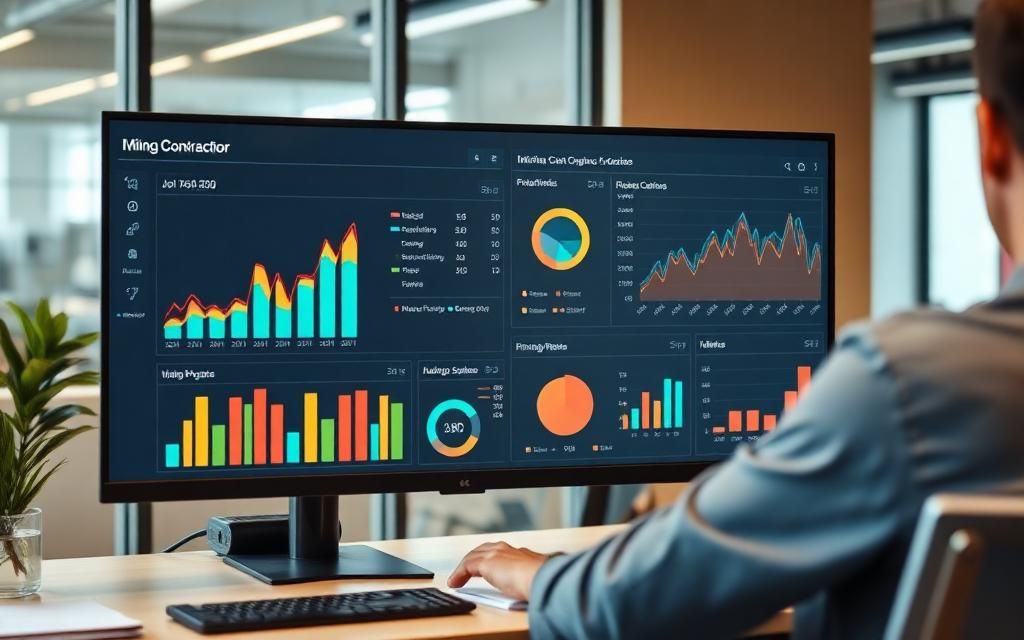 Business analytics dashboard showing job profitability