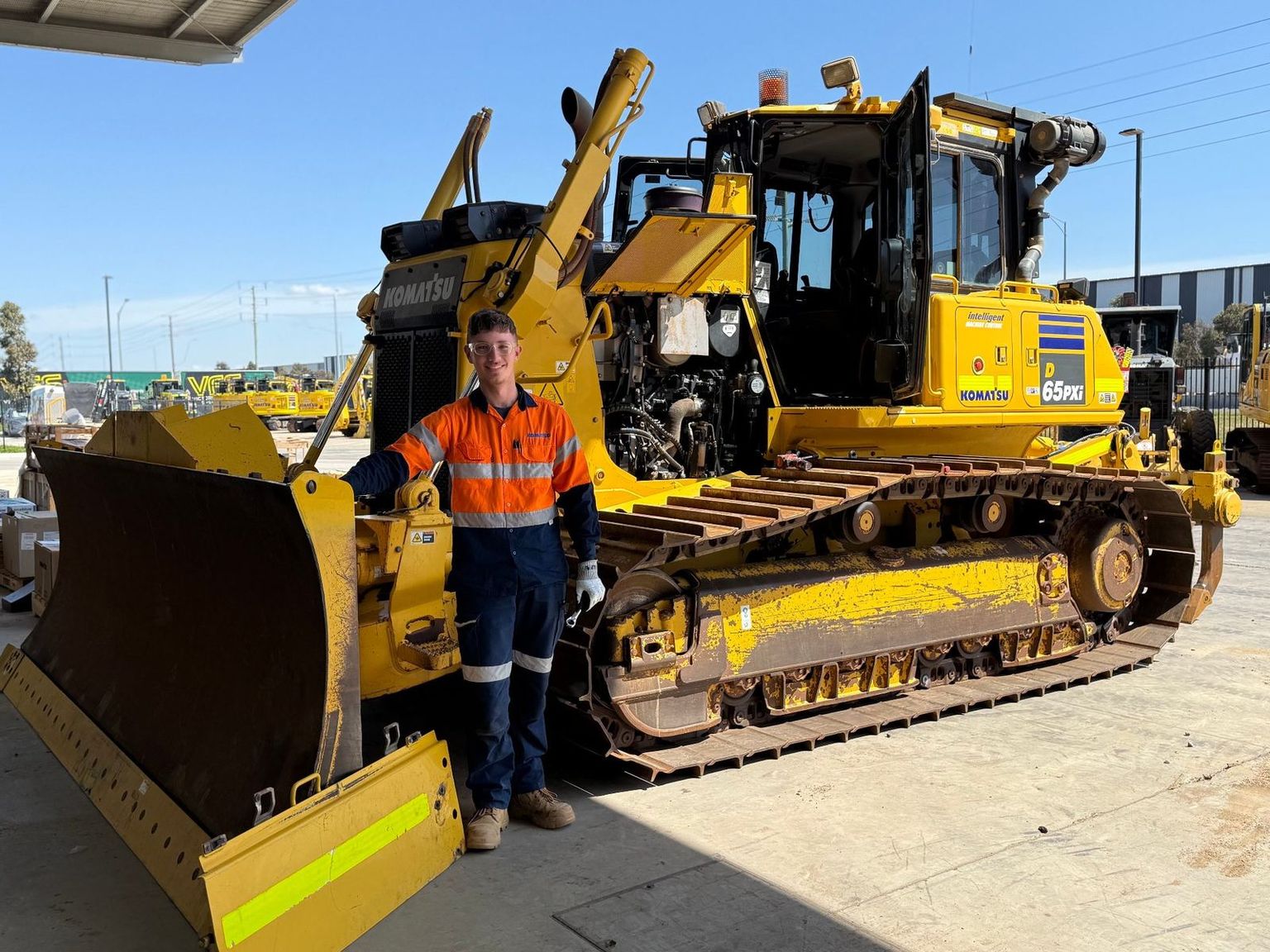 Komatsu apprentice Jacob Borg with D65PXi dozer