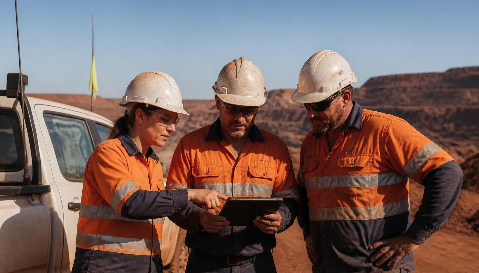 Mining contractors discussing workforce recruitment and planning in Perth