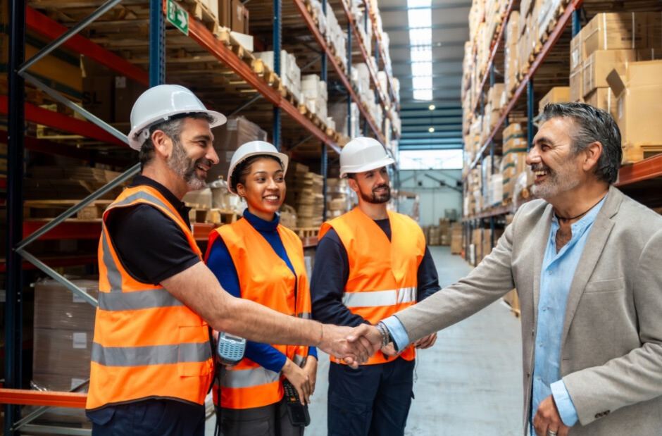 Business consultant working with contractor client