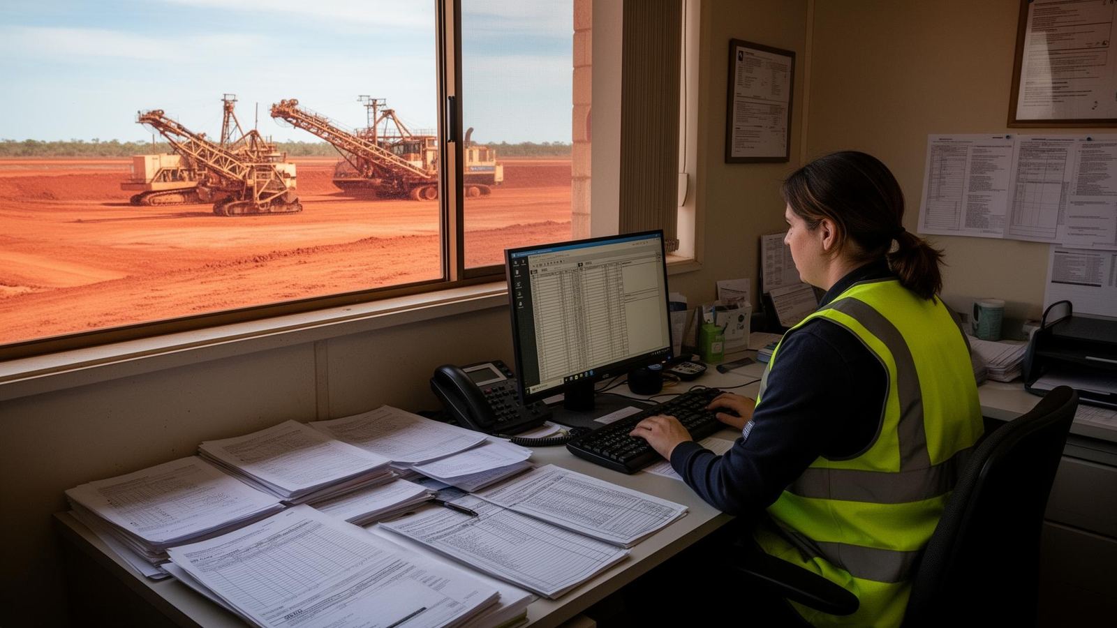 Payroll administrator at mining site office