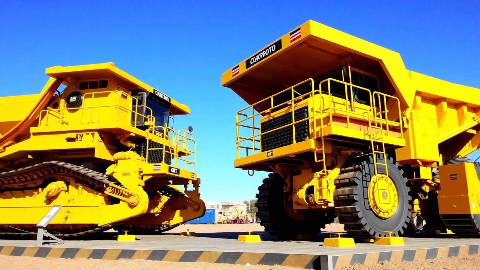 Mining equipment on display at QME 2026 — haul trucks, excavators and drills at the Mackay Showgrounds
