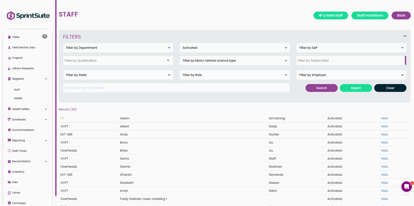 SprintSuite Dashboard